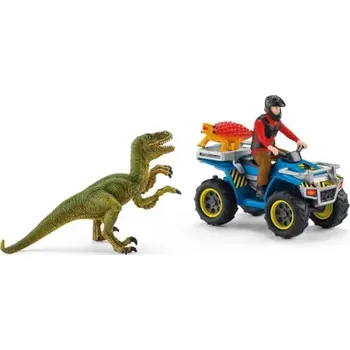 Figurka Schleich Dinosaurs 14333 Útěk před Velociraptorem na čtyřkolce (4059433014333)