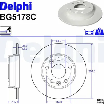 Brzdový kotouč Brzdový kotouč DELPHI BG5178C