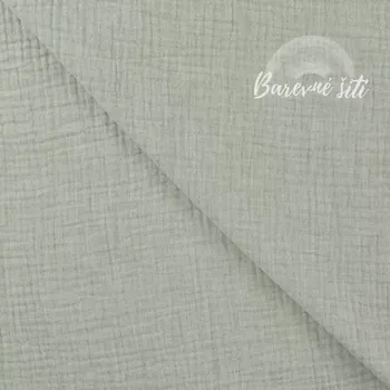 Mušelín melír Dusty mint (E) (Kvalitní vzorovaný mušelín)