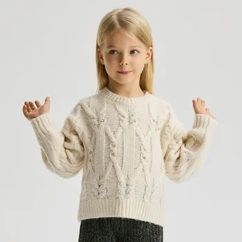 Dívčí svetr Reserved - Svetr s příměsí vlny - krémová - 841FH-01X - 841FH-01X-164