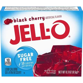 Bonbon Jell-O instantní želatina bez cukru s příchutí černé třešně 8,5 g
