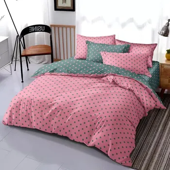 Povlečení TOTÁLNÍ MASAKR CEN ! LUXUSNÍ BAVLNĚNÉ OBOUSTRANNÉ POVLEČENÍ S PUNTÍKEM - ŠEDO - RŮŽOVÉ - FRANCOUZSKÉ - 200x220cm&nbsp; + PROSTĚRADLO ZDARMA !