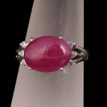 Prsten Stříbrný prsten s přírodním rubínem a zirkony Ag 4,9 g 54