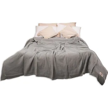 Přehoz na lůžko Mušelínový přehoz na postel 210x240 tmavě šedý