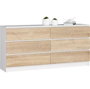 Komoda KOMODA K160 6SZ CLP PK BÍLÁ / SONOMA