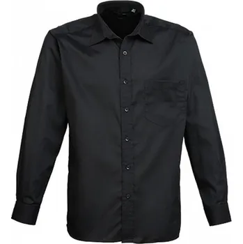 Pánská košile Premier Workwear Pánská popelínová košile s dlouhým rukávem Barva: Černá, Velikost: 39,5 PW200