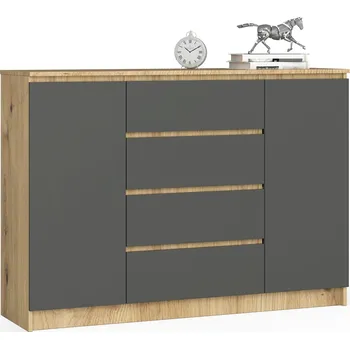 Komoda KOMODA K140 2D 4SZ CLP PK DUB ARTISAN / ŠEDÁ