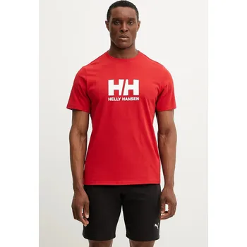 Pánské tričko Bavlněné tričko Helly Hansen HH LOGO červená barva, s potiskem, 54596 33X, vel. S