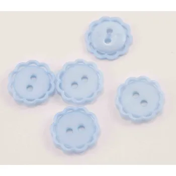 Knoflík Dírkový knoflík - květinka s ozdobným okrajem - světle modrá - průměr 1,53 cm