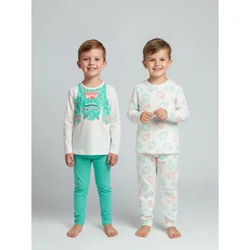 Sinsay - Bavlněná dvoudílná pyžama s potiskem 2 pack - krémová - 561GT-01X - 561GT-01X-122