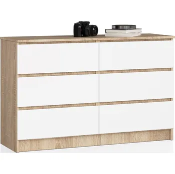 Komoda KOMODA K120 6SZ CLP PK DUB SONOMA / BÍLÁ