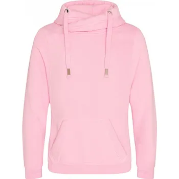 Pánská móda Just Hoods Robustní unisex mikina klokanka bez zipu se zkříženým límcem Barva: růžová světlá, Velikost: XXL JH021