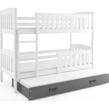 Dětská postel SMB Dětská patrová postel s přistýlkou JAKE 4, 90x200 cm Dekor: Bílá, Barva šuplíku: Grafit