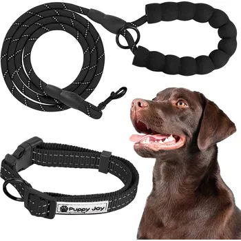 Obojek pro psa Reflexní vodítko a obojek pro psa PJ-091 černá