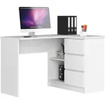 ROHOVÝ STŮL B16 124 cm PRAVÝ 3 ZÁSUVKY PK BÍLÝ