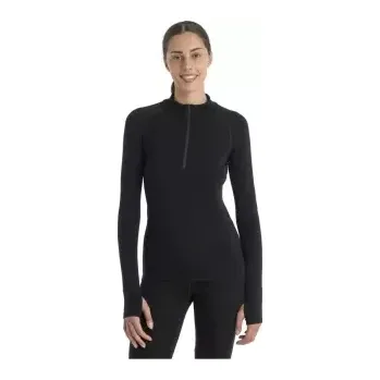 Dámské termoprádlo Icebreaker W 300 MerinoFinePolar LS Half Zip, BLACK