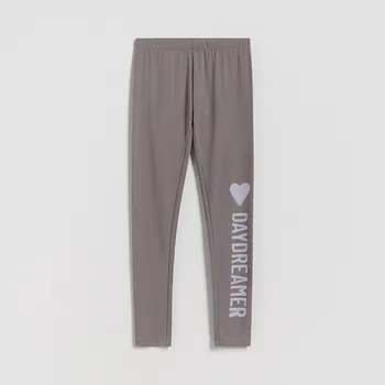 Dívčí kalhoty Reserved - Legíny s nápisem - tmavě šedá - 989FF-90X - 989FF-90X-146