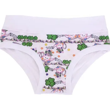 Dívčí spodní prádlo Dívčí bavlněné kalhotky s potiskem konviček Emy B2956 bílá velikost 11/12
