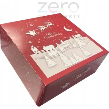 Jednorázové nádobí Krabice papírová 300 x 300 x 125 mm - bordó 'Sobí spřežení'