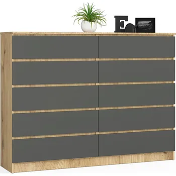 Komoda KOMODA K160 10SZ CLP PK DUB ARTISAN / ŠEDÁ