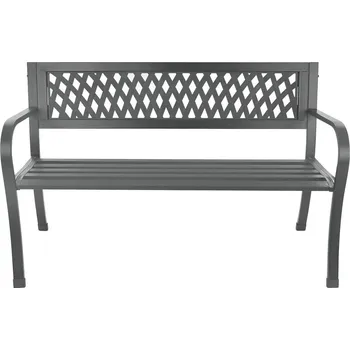 Zahradní nábytek Ažurová zahradní lavička s opěradlem parková na terasu balkon kovová konstrukce grafitová