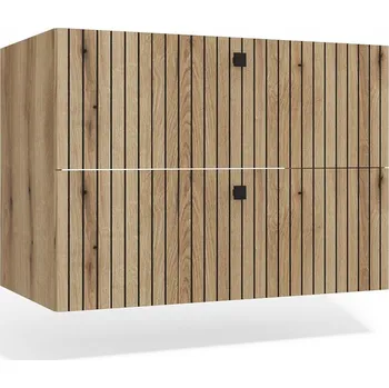 Koupelnový nábytek SKŘÍŇKA POD UMYVADLO TIGO 80 2S DUB EVOKE 2 ZÁSUVKY DRÁŽKOVANÝ ČELNÍ PANEL ZÁVĚSNÁ