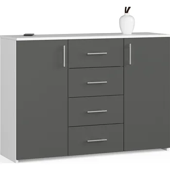 Komoda KOMODA K45 PK BÍLÁ / GRAFITOVÁ ŠEDÁ