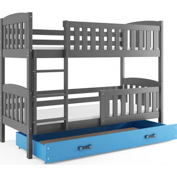 Dětská postel SMB Dětská patrová postel se šuplíkem JAKE 3, 90x190 cm Dekor: Grafit, Barva šuplíku: Modrá