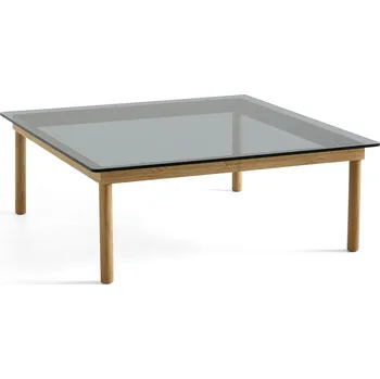 Konferenční stolek Hay, Konferenční stolek Kofi, s hladkou tónovanou skleněnou deskou, 100 x 100 cm, s dubovými nohami - Formadore