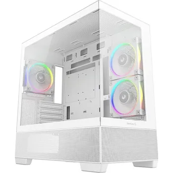 PC skříň DEEPCOOL CG380 3F bílá Skříň, Micro ATX, bez zdroje, mATX, 3× 120mm ARGB fan, 2× USB 3.0, USB-C, průhledná bočnice a přední panel, tvrzené sklo, bílá R-CG380-WHAGM3-G