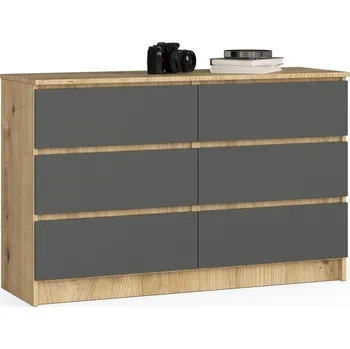 Komoda KOMODA K120 6SZ CLP DUB ARTISAN / ŠEDÁ
