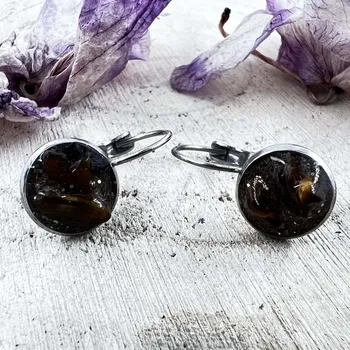 Náušnice Orgonitové náušnice s tygřím okem pro sbejistotu, koncetraci a stabilitu