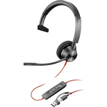 Sluchátka HP Poly Blackwire C3310 Headset otevřená (On Ear) kabelová mono černá Redukce šumu mikrofonu, Potlačení hluku headset, regulace hlasitosti, Vypnutí zvuku