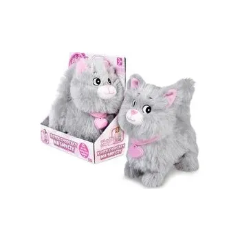 plyšák Kotek chodzący Natalia na smyczy szary