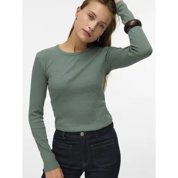 Dámské tričko Vero Moda basic triko s dlouhým rukávem khaki Velikost: XL