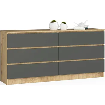 Komoda KOMODA K160 6SZ CLP DUB ARTISAN / ŠEDÁ