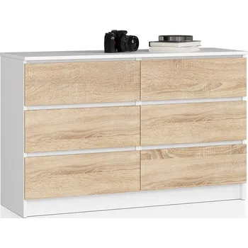 Komoda KOMODA K120 6SZ CLP PK BÍLÁ / SONOMA