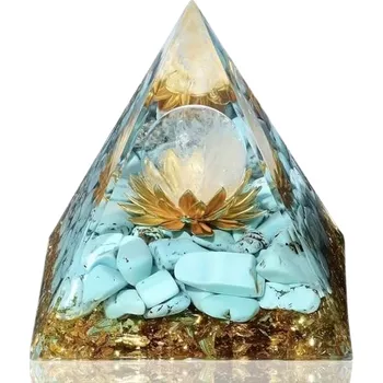 Orgonitová pyramida s tyrkenitem a kuličkou křišťálu