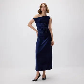 Dámské šaty Reserved - Maxi šaty ze sametu - tmavomodrá - 959GA-59X - 959GA-59X-XL