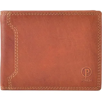 Pánská tenká kožená peněženka Poyem 5205 cognac
