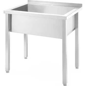 Stůl s žlábkem na jedno mytí, svařovaný, HENDI, Kitchen Line, 800x600x(H)850mm
