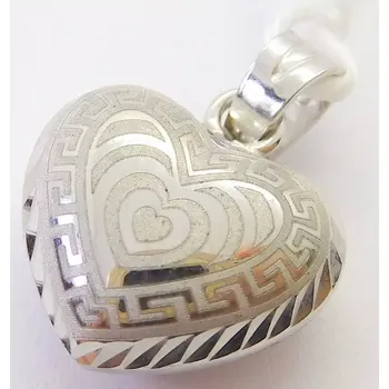 Přívěsek Klenoty Budín Dámský zlatý přívěsek z bílého zlata velké zlaté srdce s gravírováním 585/1,72gr HK3271 (Klenoty Budín Dámský zlatý přívěsek z bílého zlata velké zlaté srdce s gravírováním 585/1,72gr HK3271)