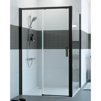 Hüppe Classics 2 EasyEntry - Posuvné dveře 1-dílné s pevným segmentem 2000x1500 mm, upevnění vlevo, černá matná, čiré sklo s Anti-Plaque C25312.123.322