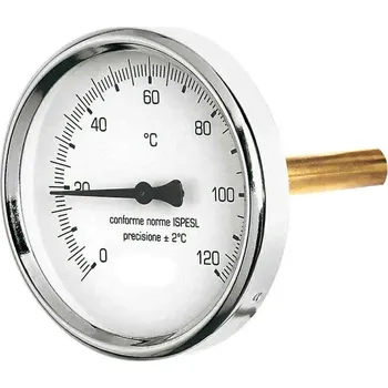 Teploměr (T-80-100), 0-120°C s jímkou (l= 100, 1/2"), zadní, D=80 mm