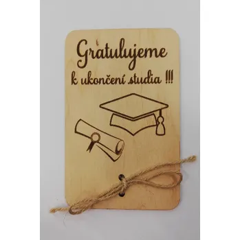 Darovací cedulka - 14 x 10 cm - Gratulujeme k ukončení studia