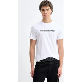 Bavlněné tričko Karl Lagerfeld Jeans pánské, bílá barva, s potiskem, B1M17063 00X, vel. S