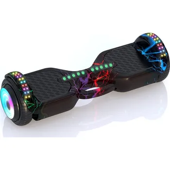 Motorová koloběžka Elektrický hoverboard s barevným graffiti motivem - Bluetooth, LED, 250 W Černá