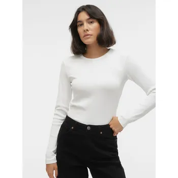 Dámské tričko Vero Moda basic triko s dlouhým rukávem smetanové Velikost: S