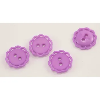 Knoflík Dírkový knoflík - květinka s ozdobným okrajem - fialová - průměr 1,53 cm