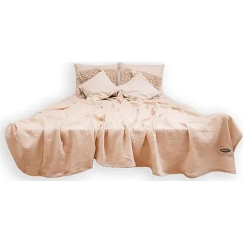 Přehoz na lůžko Mušelínový přehoz na postel 210x240 béžový